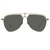 LINDA FARROW (U.K.) Alma Aviator Sunglasses In Nickel Women's