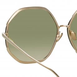 LINDA FARROW (U.K.) Camila Oversized Sunglasses In Light Gold