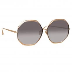 LINDA FARROW (U.K.) Women's Camila Oversized Sunglasses In Rose Gold