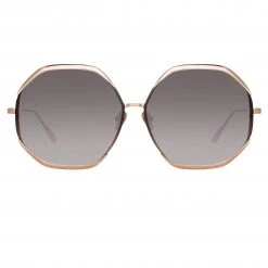 LINDA FARROW (U.K.) Women's Camila Oversized Sunglasses In Rose Gold