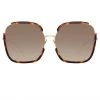 LINDA FARROW (U.K.) Natalia Oversized Sunglasses In Tortoiseshell Women's