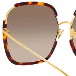 LINDA FARROW (U.K.) Natalia Oversized Sunglasses In Tortoiseshell Women's