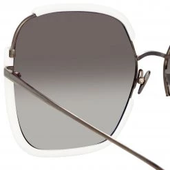 LINDA FARROW (U.K.) Women's Natalia Oversized Sunglasses In White