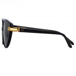 LINDA FARROW (U.K.) Palm Cat Eye Sunglasses In Black Women's