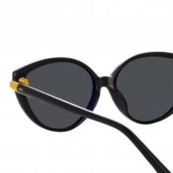 LINDA FARROW (U.K.) Palm Cat Eye Sunglasses In Black Women's