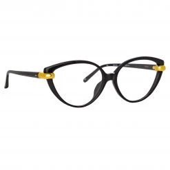 LINDA FARROW (U.K.) Palm Cat Eye Optical Frame In Black The LINDA FARROW Spring/Summer '22 Collection