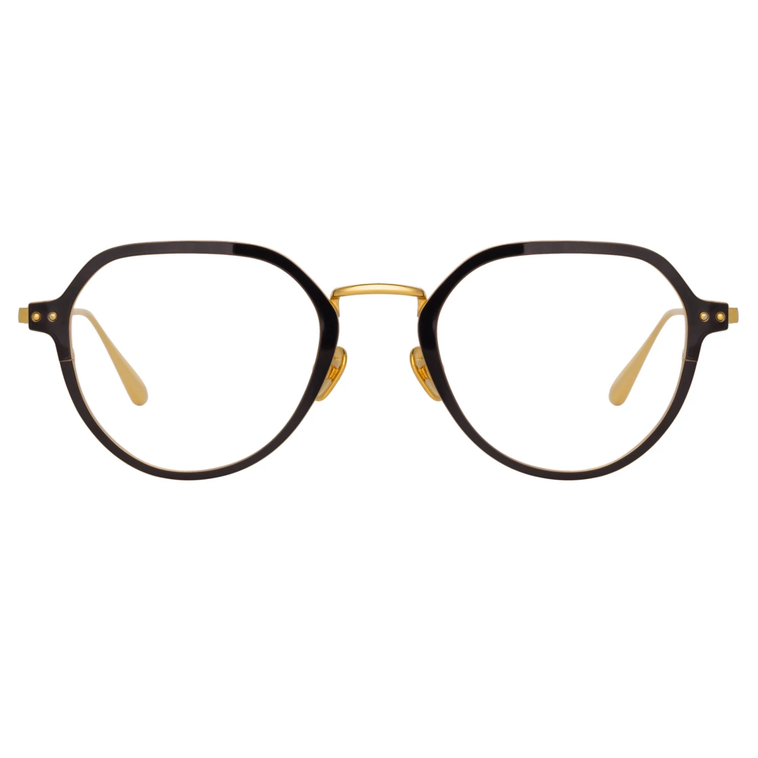 LINDA FARROW (U.K.) Women's Axel Angular Optical Frame In Yellow Gold And Black 1 LINDA FARROW (U.K.) Women's Axel Angular Optical Frame In Yellow Gold And Black