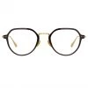 LINDA FARROW (U.K.) Axel Angular Optical Frame In Yellow Gold And Black (Men's) Women's