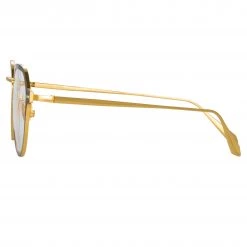 LINDA FARROW (U.K.) Women's Axel Angular Optical Frame In Yellow Gold And Black 8 LINDA FARROW (U.K.) Women's Axel Angular Optical Frame In Yellow Gold And Black