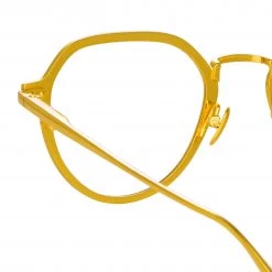 LINDA FARROW (U.K.) Women's Axel Angular Optical Frame In Yellow Gold And Black 9 LINDA FARROW (U.K.) Women's Axel Angular Optical Frame In Yellow Gold And Black