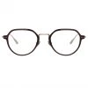 LINDA FARROW (U.K.) Axel Angular Optical Frame In Light Gold And Brown Women's