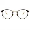 LINDA FARROW (U.K.) Johan Oval Optical Frame In Yellow Gold And Black