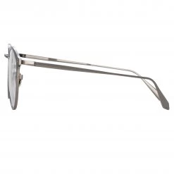 LINDA FARROW (U.K.) Johan Oval Optical Frame In White Gold And Black