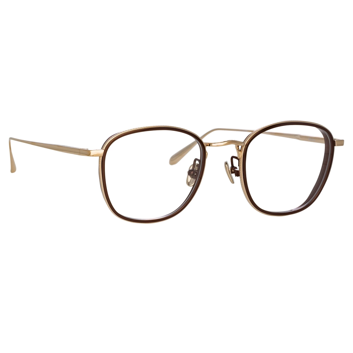 LINDA FARROW (U.K.) The LINDA FARROW Spring/Summer '22 Collection Maco Squared Optical Frame In Light Gold 2 LINDA FARROW (U.K.) The LINDA FARROW Spring/Summer '22 Collection Maco Squared Optical Frame In Light Gold