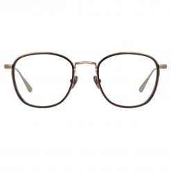 LINDA FARROW (U.K.) The LINDA FARROW Spring/Summer '22 Collection Maco Squared Optical Frame In Light Gold