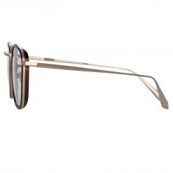 LINDA FARROW (U.K.) The LINDA FARROW Spring/Summer '22 Collection Maco Squared Optical Frame In Light Gold 6 LINDA FARROW (U.K.) The LINDA FARROW Spring/Summer '22 Collection Maco Squared Optical Frame In Light Gold