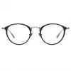 LINDA FARROW (U.K.) Luis Oval Optical Frame In White Gold And Black