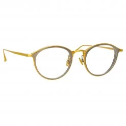 LINDA FARROW (U.K.) Women's Luis Oval Optical Frame In Yellow Gold And White Gold (Men's)