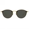 LINDA FARROW (U.K.) Luis Oval Sunglasses In Yellow Gold And Black