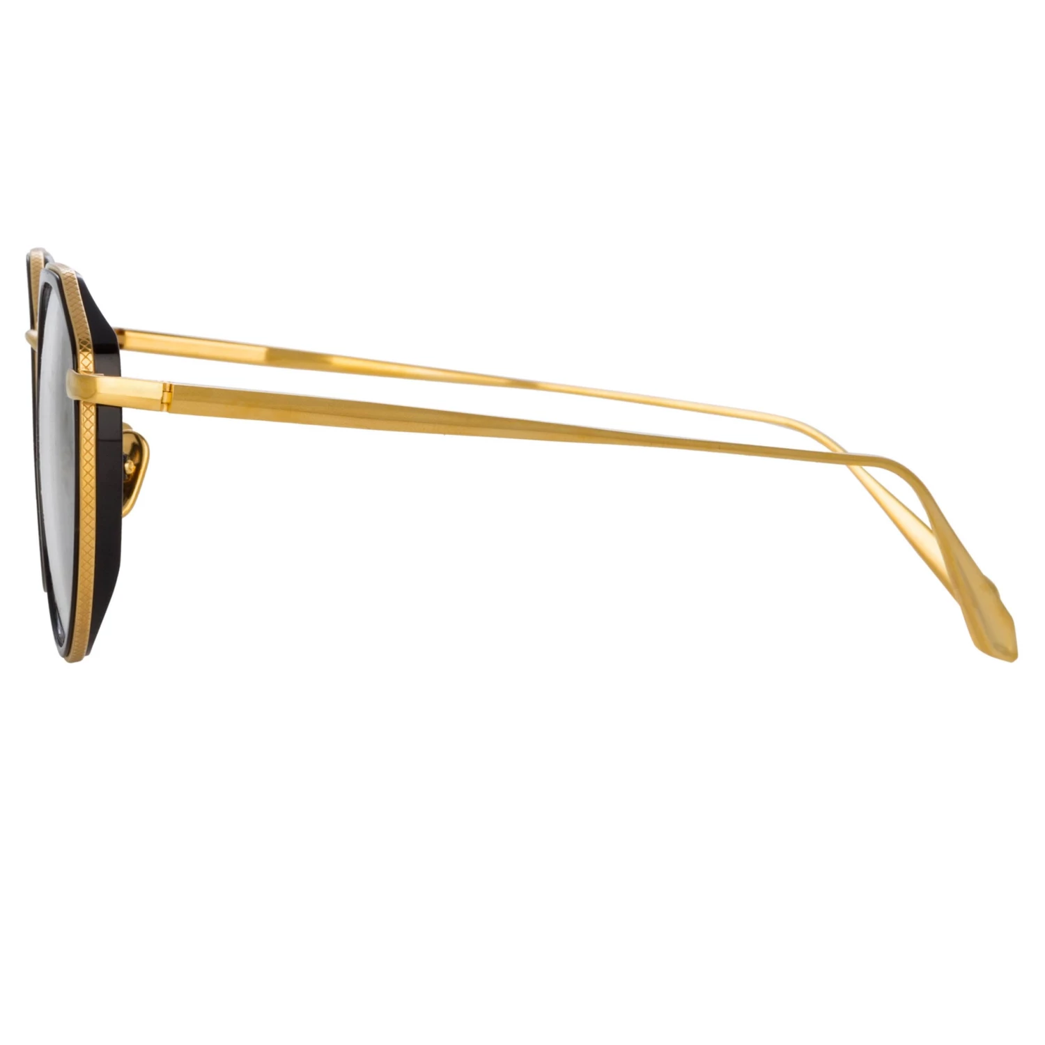 LINDA FARROW (U.K.) Cesar Angular Optical Frame In Yellow Gold And Black (Men's) 4 LINDA FARROW (U.K.) Cesar Angular Optical Frame In Yellow Gold And Black (Men's)
