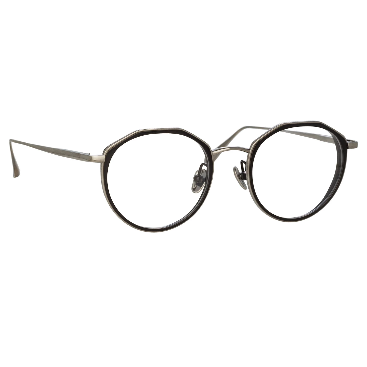 LINDA FARROW (U.K.) Women's Cesar Angular Optical Frame In White Gold And Black 3 LINDA FARROW (U.K.) Women's Cesar Angular Optical Frame In White Gold And Black