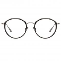 LINDA FARROW (U.K.) Women's Cesar Angular Optical Frame In White Gold And Black