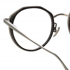 LINDA FARROW (U.K.) Women's Cesar Angular Optical Frame In White Gold And Black 9 LINDA FARROW (U.K.) Women's Cesar Angular Optical Frame In White Gold And Black