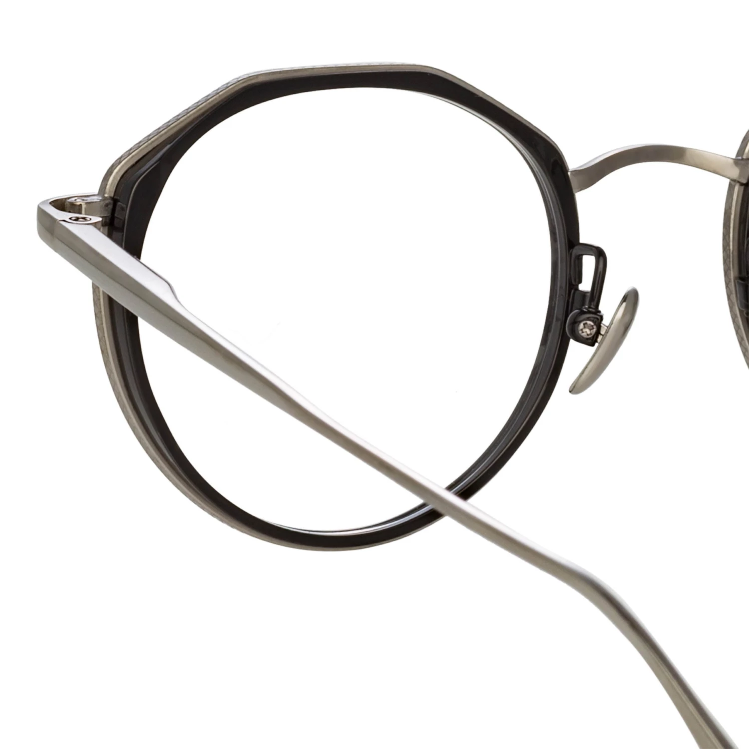 LINDA FARROW (U.K.) Women's Cesar Angular Optical Frame In White Gold And Black 5 LINDA FARROW (U.K.) Women's Cesar Angular Optical Frame In White Gold And Black
