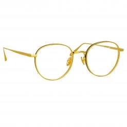 LINDA FARROW (U.K.) Luna Oval Optical Frame In Yellow Gold Women's