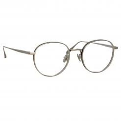 LINDA FARROW (U.K.) Luna Oval Optical Frame In White Gold