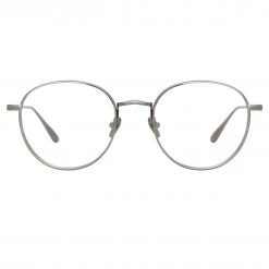 LINDA FARROW (U.K.) Luna Oval Optical Frame In White Gold