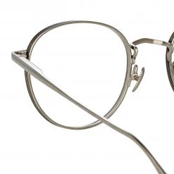 LINDA FARROW (U.K.) Luna Oval Optical Frame In White Gold