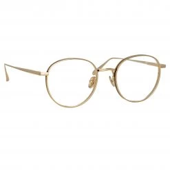 LINDA FARROW (U.K.) Luna Oval Optical Frame In Light Gold