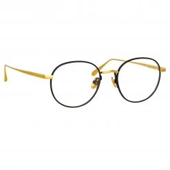 LINDA FARROW (U.K.) Anton Oval Optical Frame In Yellow Gold And Black Women's 7 LINDA FARROW (U.K.) Anton Oval Optical Frame In Yellow Gold And Black Women's