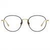 LINDA FARROW (U.K.) Anton Oval Optical Frame In Yellow Gold And Black Women's