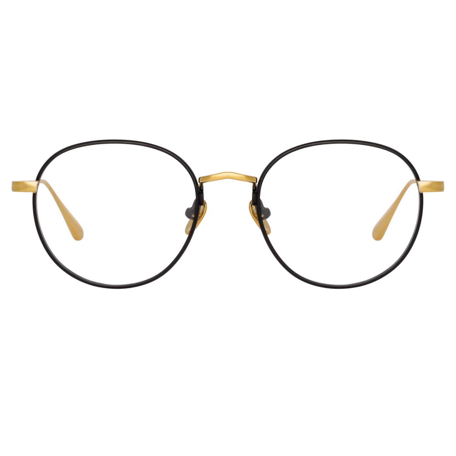LINDA FARROW (U.K.) Anton Oval Optical Frame In Yellow Gold And Black Women's 1 LINDA FARROW (U.K.) Anton Oval Optical Frame In Yellow Gold And Black Women's