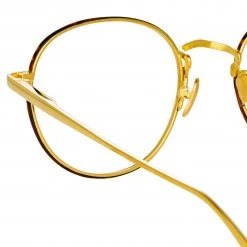 LINDA FARROW (U.K.) Women's Anton Oval Optical Frame In Yellow Gold And Tortoiseshell