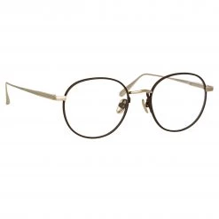 LINDA FARROW (U.K.) Women's Anton Oval Optical Frame In Light Gold And Brown