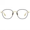LINDA FARROW (U.K.) Jules Oval Optical Frame In Yellow Gold And Black