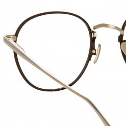 LINDA FARROW (U.K.) Women's Jules Oval Optical Frame In Light Gold And Brown 8 LINDA FARROW (U.K.) Women's Jules Oval Optical Frame In Light Gold And Brown
