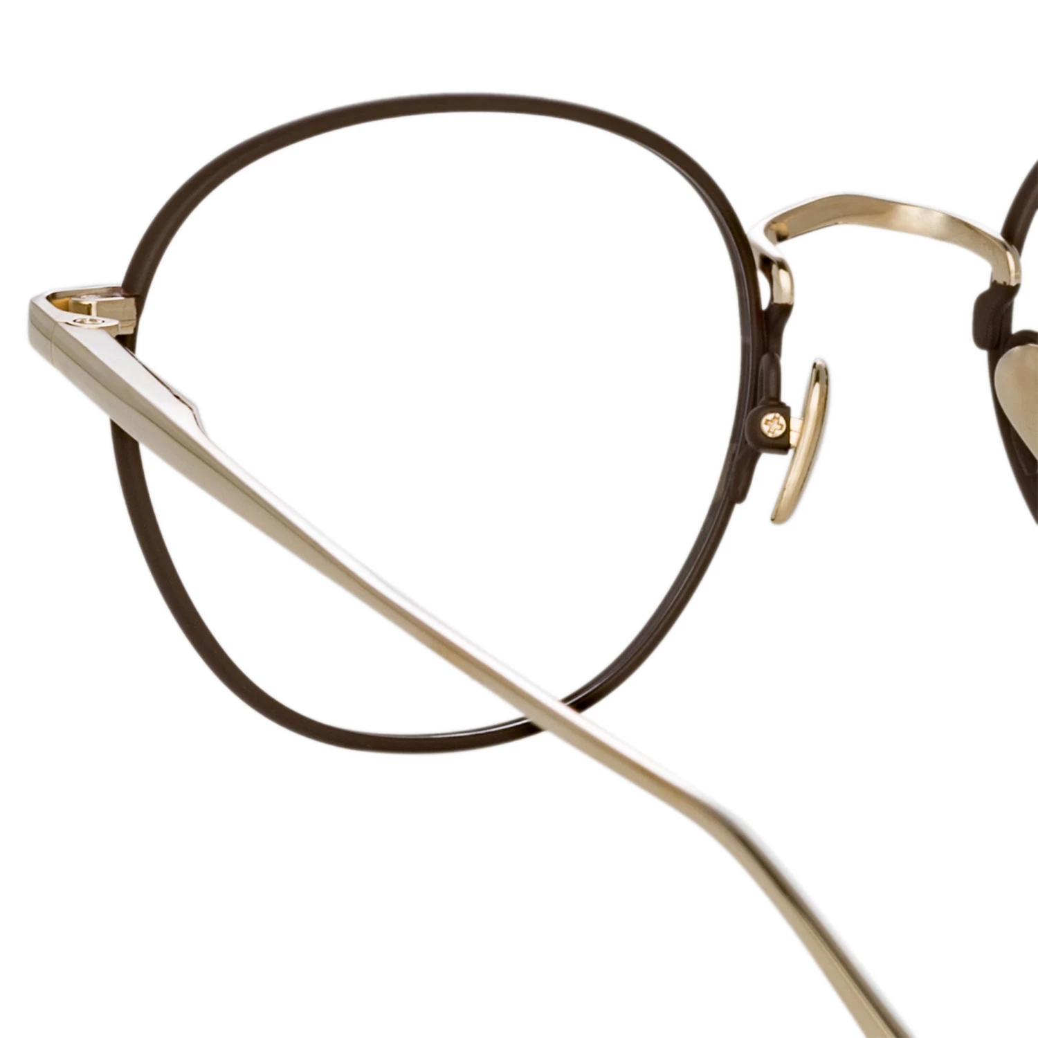 LINDA FARROW (U.K.) Women's Jules Oval Optical Frame In Light Gold And Brown 4 LINDA FARROW (U.K.) Women's Jules Oval Optical Frame In Light Gold And Brown