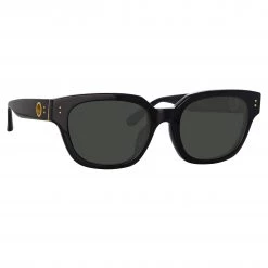 LINDA FARROW (U.K.) Deni D-Frame Sunglasses In Black