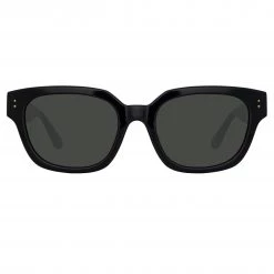 LINDA FARROW (U.K.) Deni D-Frame Sunglasses In Black