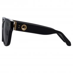 LINDA FARROW (U.K.) Deni D-Frame Sunglasses In Black