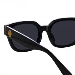 LINDA FARROW (U.K.) Deni D-Frame Sunglasses In Black