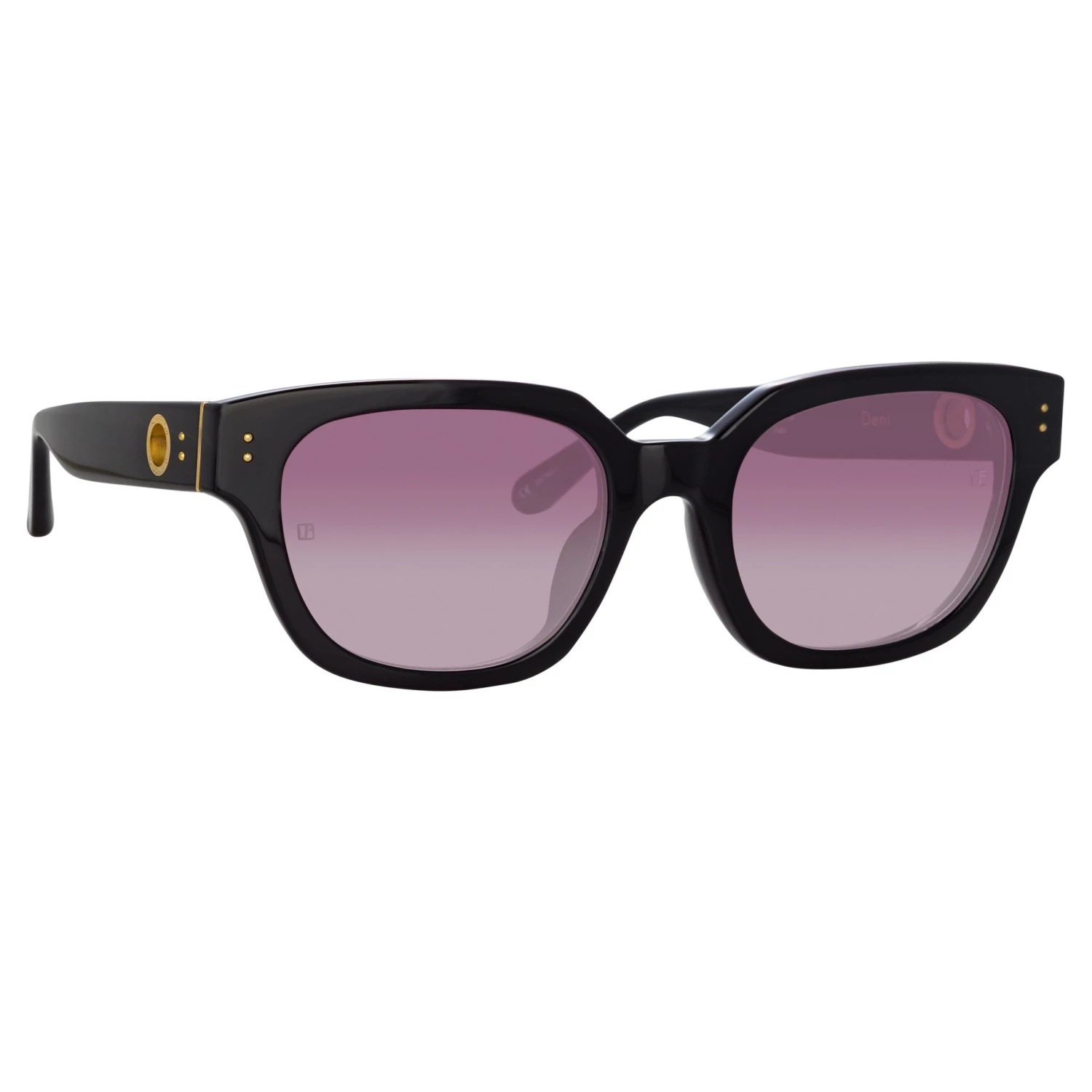LINDA FARROW (U.K.) Deni D-Frame Sunglasses In Black And Plum Lenses 2 LINDA FARROW (U.K.) Deni D-Frame Sunglasses In Black And Plum Lenses