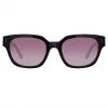 LINDA FARROW (U.K.) Deni D-Frame Sunglasses In Black And Plum Lenses