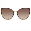 LINDA FARROW (U.K.) Silvie Cat Eye Sunglasses In Tortoiseshell