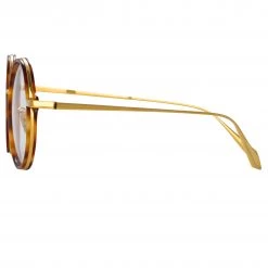 LINDA FARROW (U.K.) Bara Round Optical Frame In Tortoiseshell