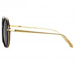 LINDA FARROW (U.K.) Bara Round Sunglasses In Black Women's